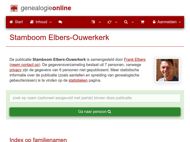 Screenshot van website