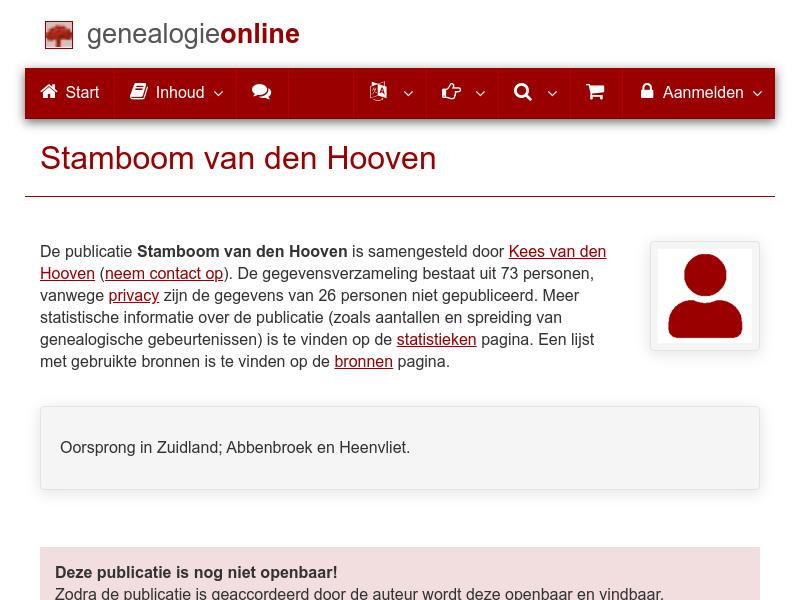 Screenshot van website