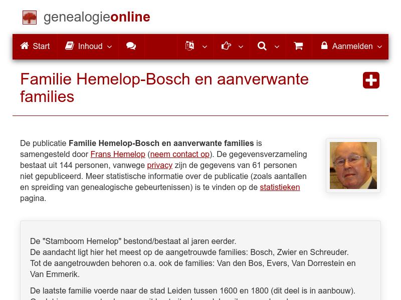 Screenshot van website