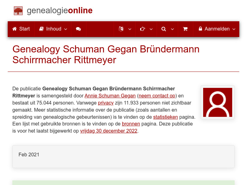 Screenshot van website