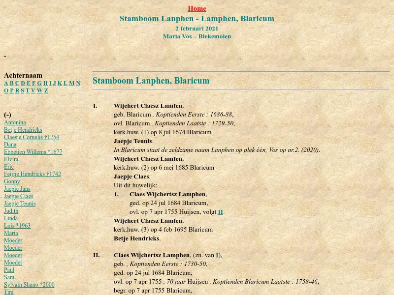 Screenshot van website