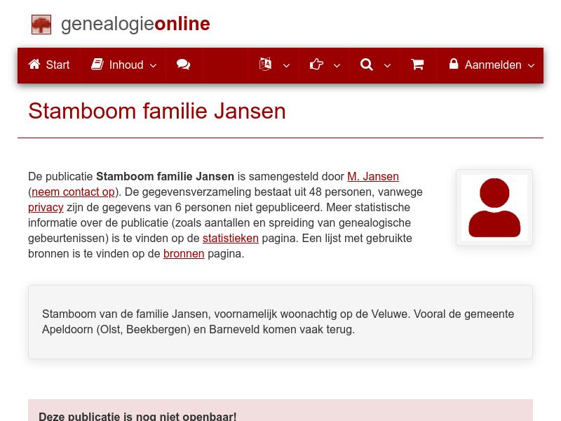 Screenshot van website
