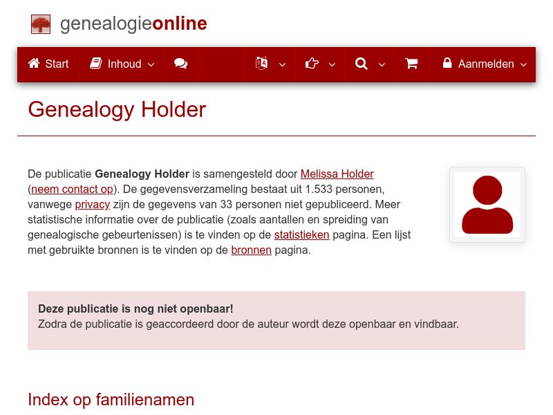 Screenshot van website