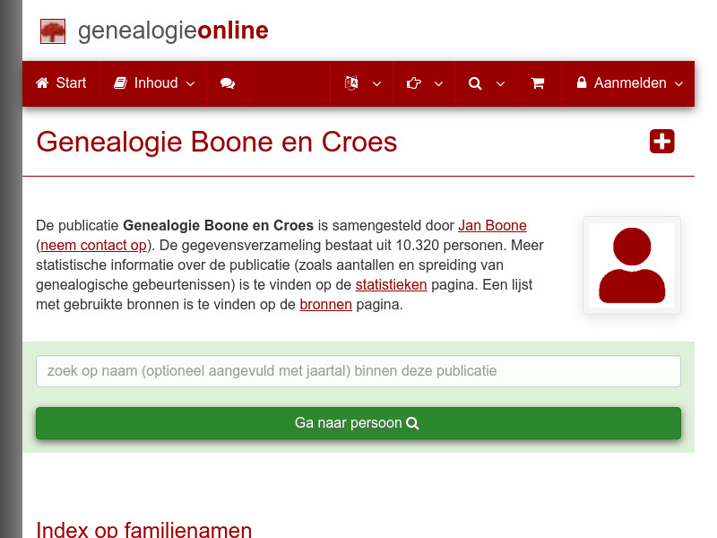 Screenshot van website