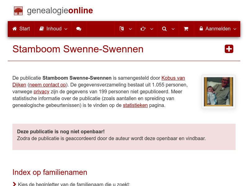 Screenshot van website
