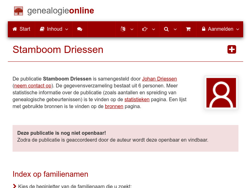 Screenshot van website