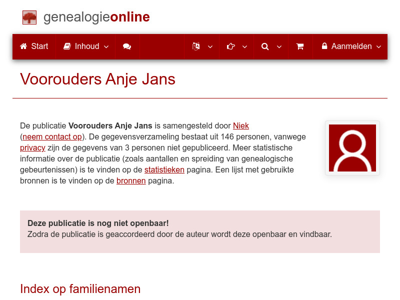 Screenshot van website