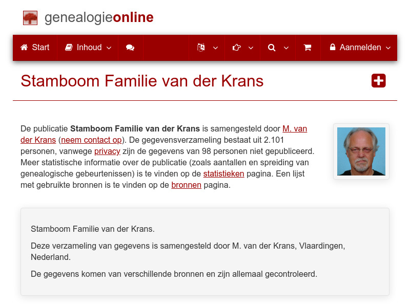 Screenshot van website
