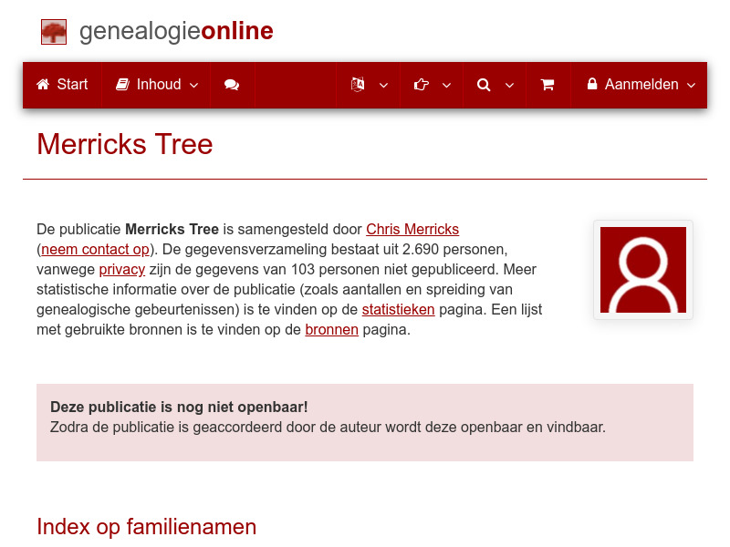 Screenshot van website