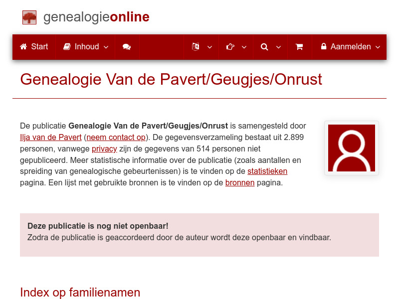 Screenshot van website