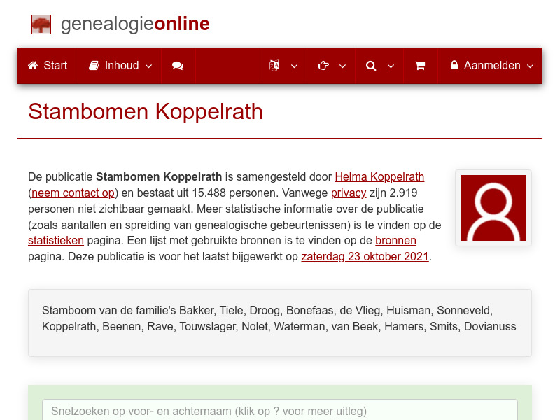 Screenshot van website