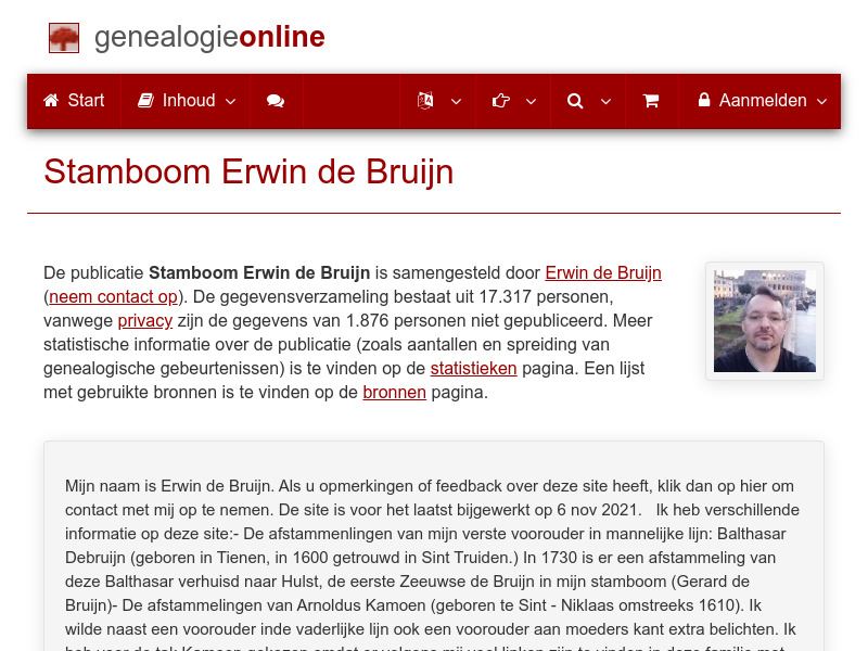 Screenshot van website