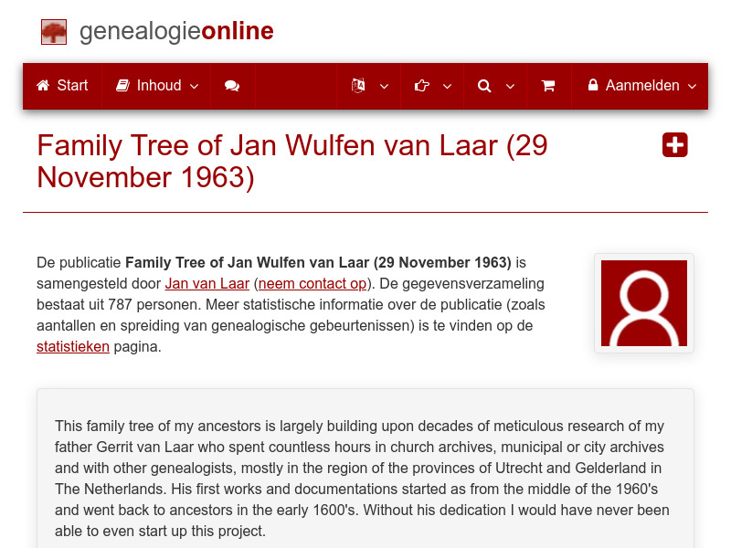 Screenshot van website