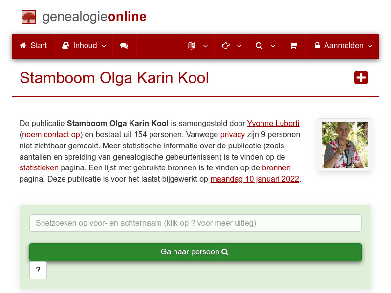 Screenshot van website