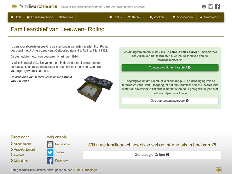 Screenshot van website