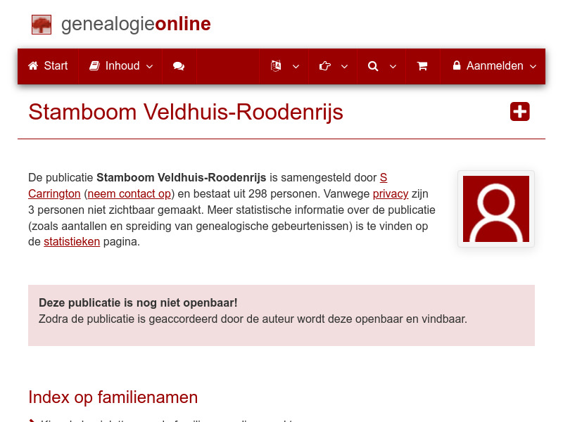 Screenshot van website