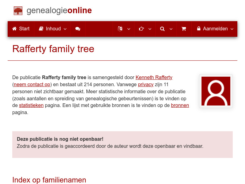 Screenshot van website