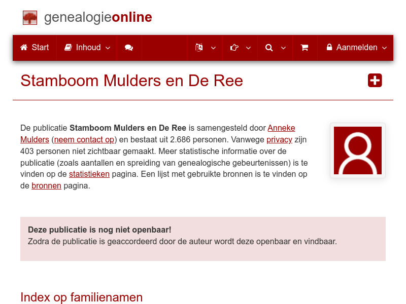 Screenshot van website