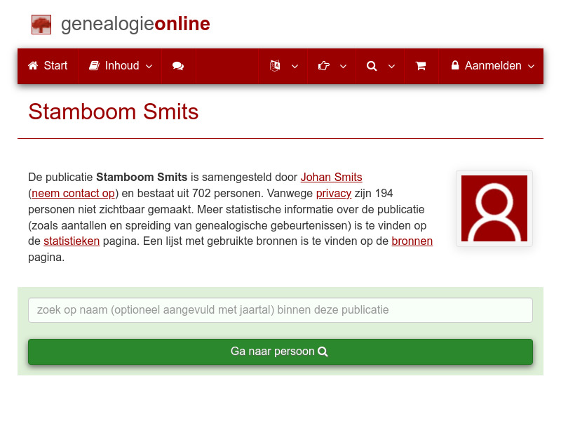 Screenshot van website