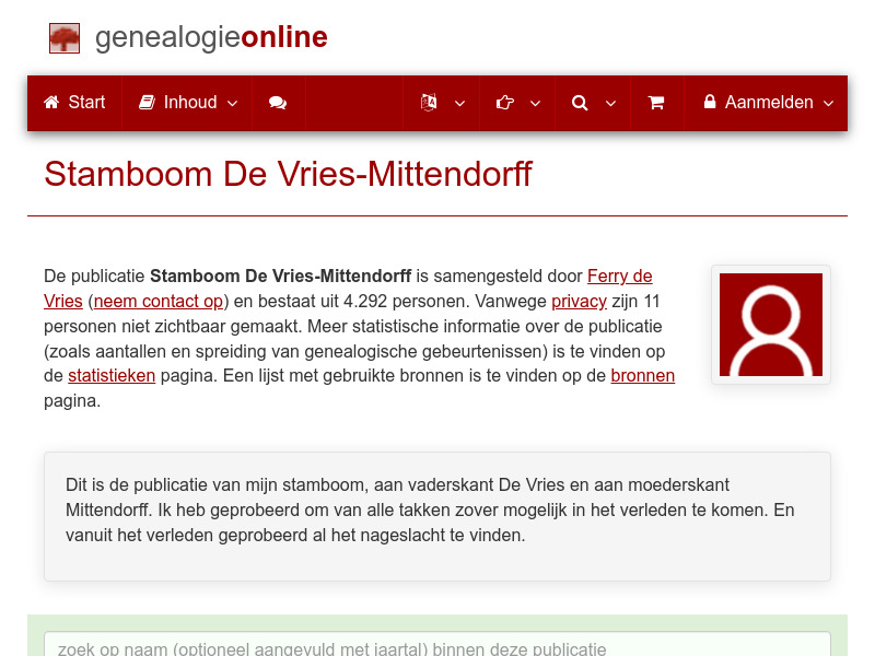 Screenshot van website