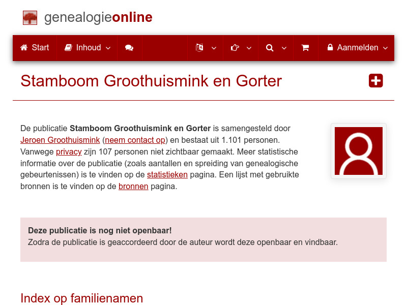 Screenshot van website