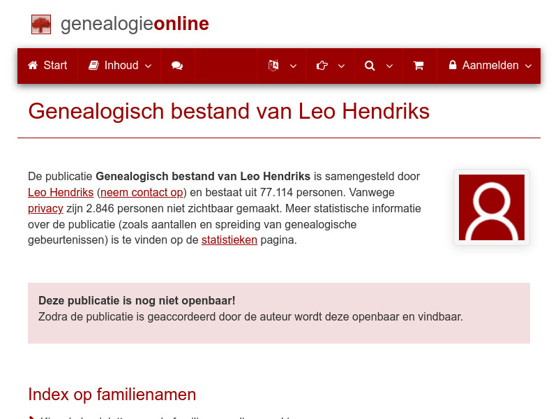 Screenshot van website