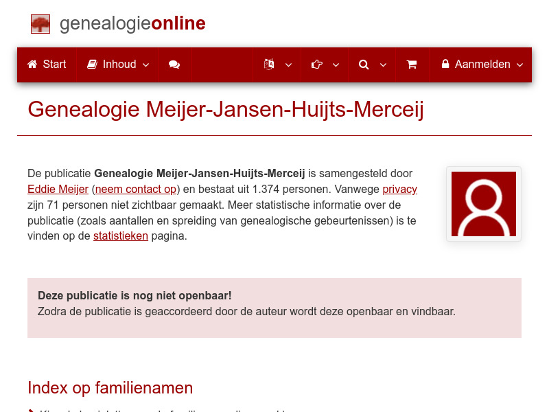 Screenshot van website