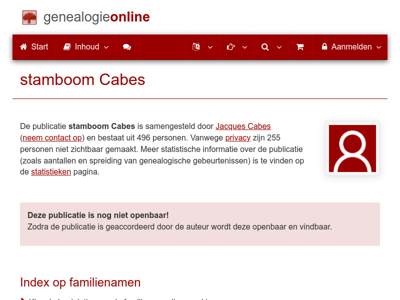 Screenshot van website