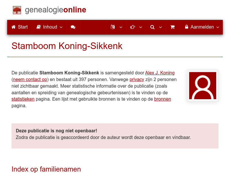 Screenshot van website