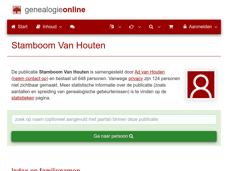 Screenshot van website