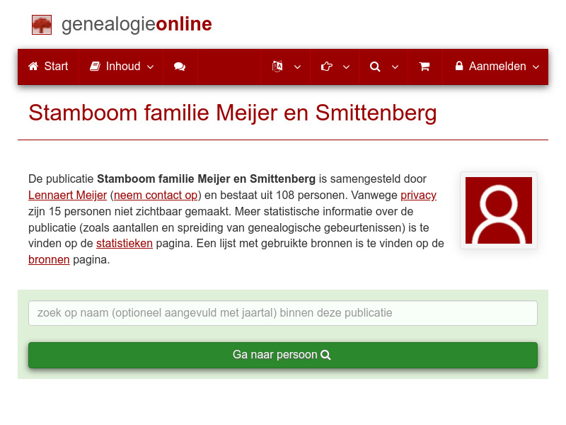 Screenshot van website