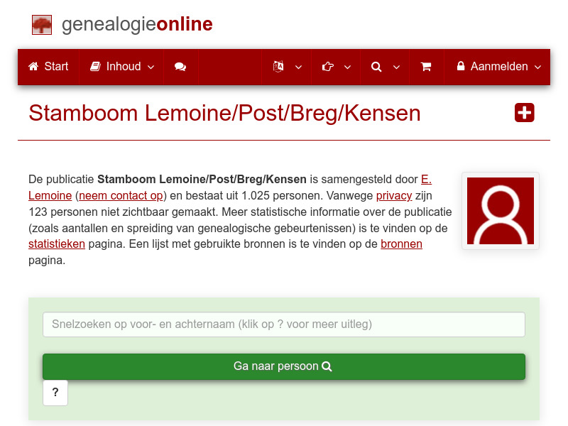 Screenshot van website