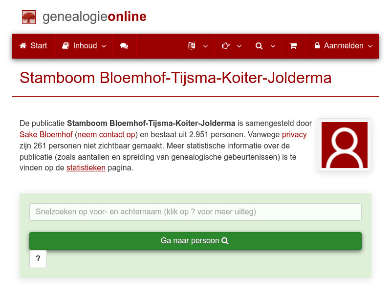 Screenshot van website