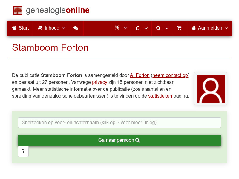 Screenshot van website