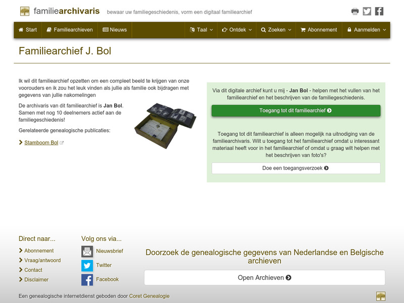 Screenshot van website