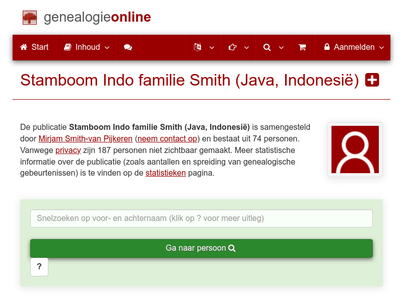 Screenshot van website