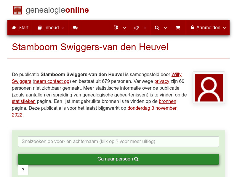 Screenshot van website