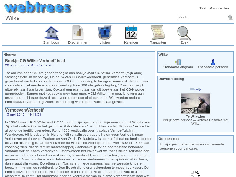 Screenshot van website