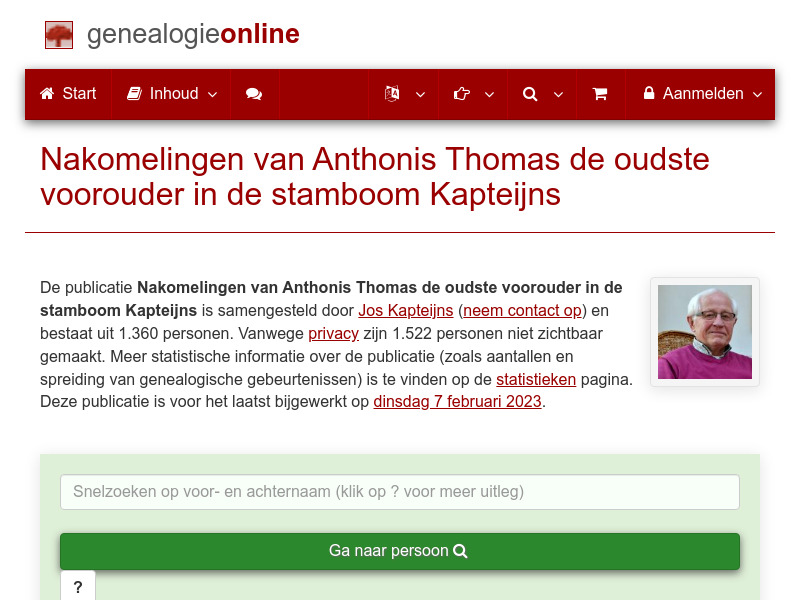 Screenshot van website