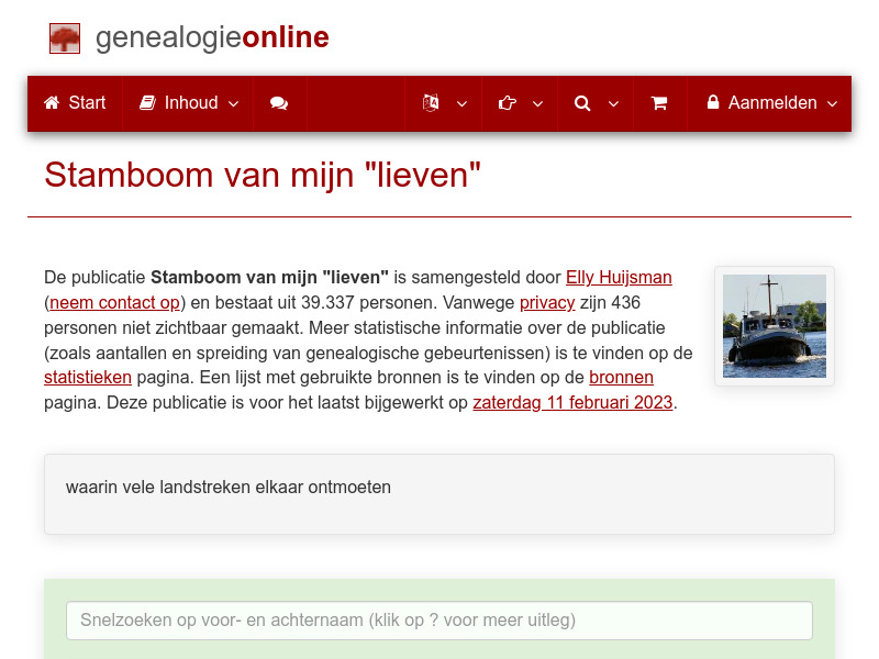 Screenshot van website