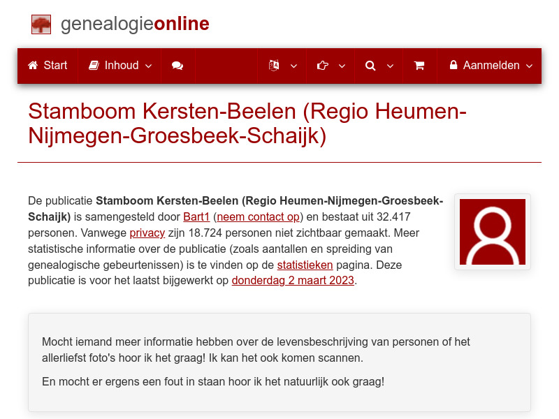 Screenshot van website