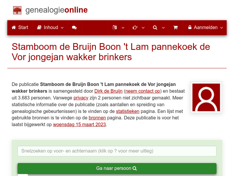 Screenshot van website