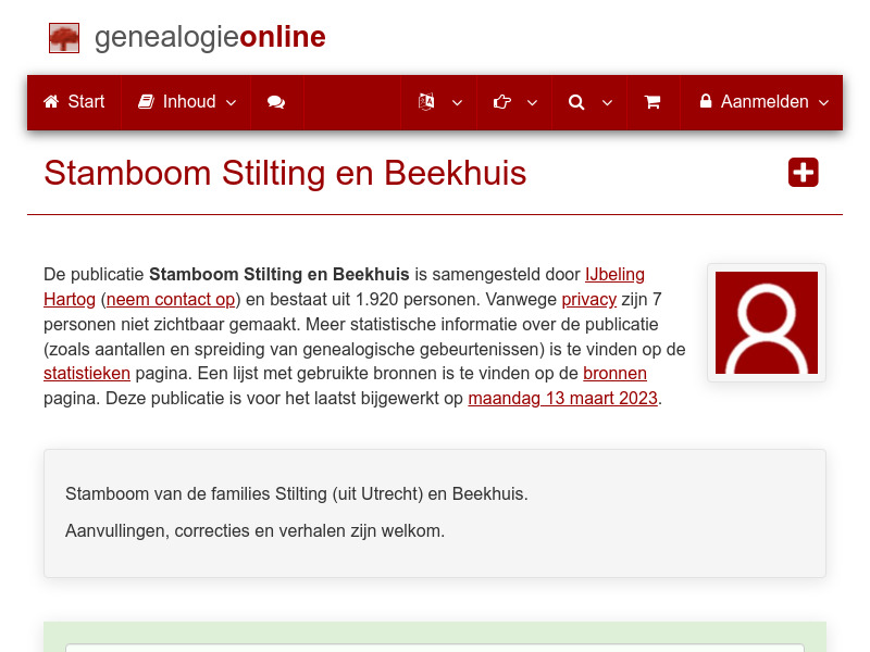 Screenshot van website