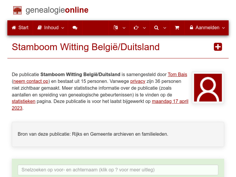 Screenshot van website
