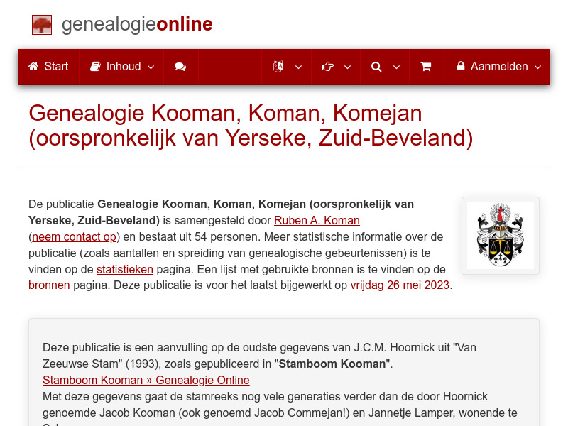 Screenshot van website