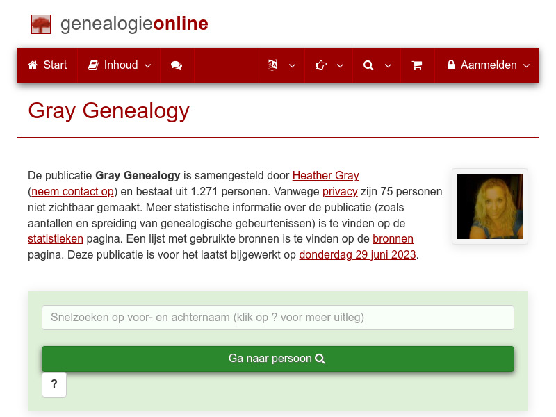 Screenshot van website