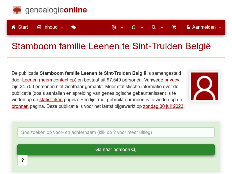 Screenshot van website