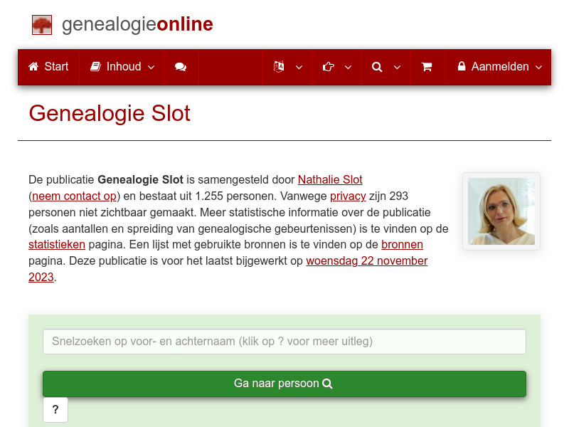 Screenshot van website