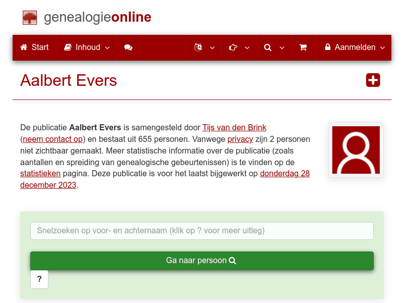 Screenshot van website