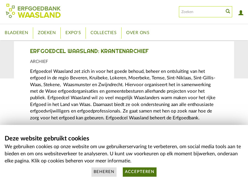 Screenshot van website